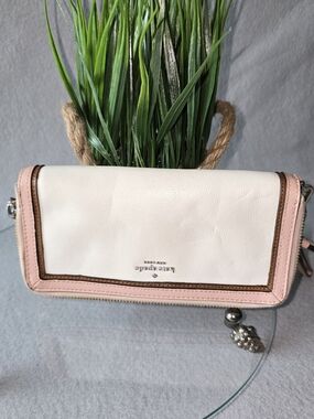 Kate Spade Pink & White Leather Crossbody Wallet Spring colors